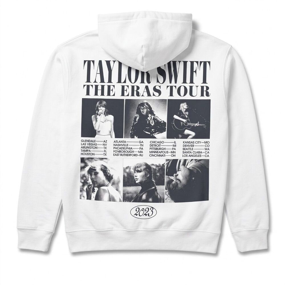 Taylor Swift The Eras Tour Hoodie White Men's Size S Graphic Sweatshirt Official